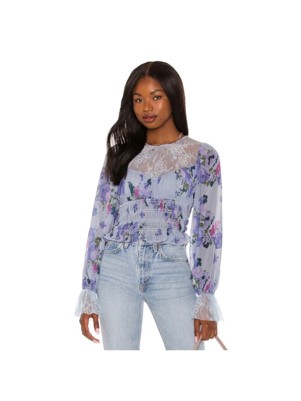 Free People Daphne in Silver & Blue Lace Size Small
